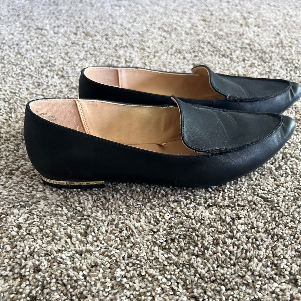 Express Black and Gold Flats Size 9